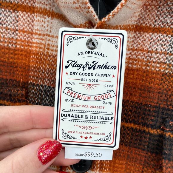 Flag & Anthem Bozeman Filled Shirt Jacket Mens Medium Rust Black Plaid Outdoors - Picture 5 of 15